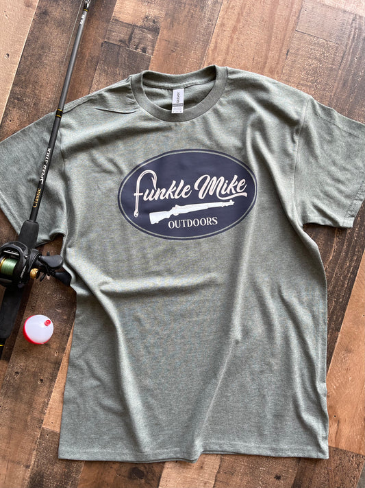 Funkle Mike Outdoors Logo T- Heather Military Green