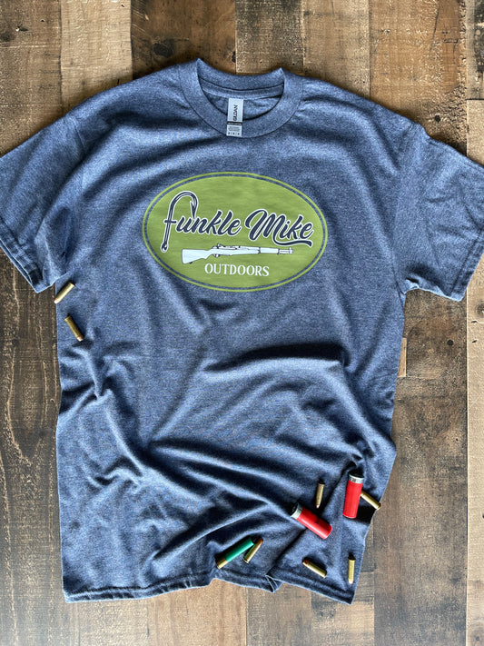 Funkle Mike Outdoors Logo T- Heather Navy